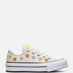Image of Converse Kids Chuck Taylor All Star Digital Ox Floral Trainers - Natural Ivory/Egret - UK 1 Kids