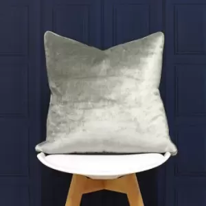 image of Luxe Soft Faux Velvet Piped Cushion Cover, Silver, 55 x 55cm - Riva Paoletti