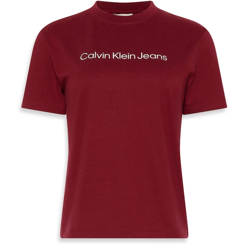 Image of Calvin Klein Jeans Womens Regular Fit T-Shirt Magenta Jewel female 8 (XS)