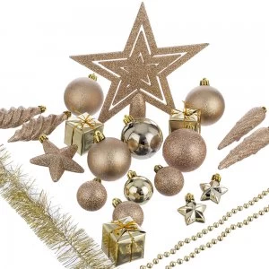 Image of Robert Dyas 60 Piece Assorted Bauble Pack - Gold