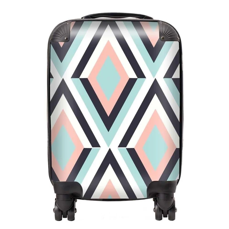 Image of Warren Reed - Designer Zig Zag Abstract Pattern Suitcase in Blue Size: Large Blue Unisex Large