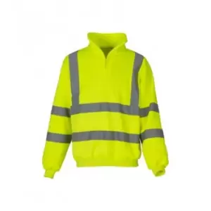 Yoko Unisex Zip Neck Hi-Vis Sweatshirt (L) (Yellow)