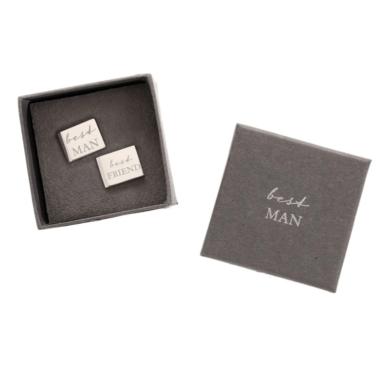 Image of Amore by Juliana Pair of Cufflinks Best Man Metallic Silver