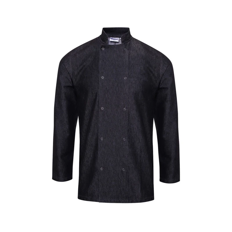 Image of Premier Premier Men Wrap Over Long-Sleeved Chef Jacket in True Black Size: 3X-Large True Black XXXL Male 5063470391783
