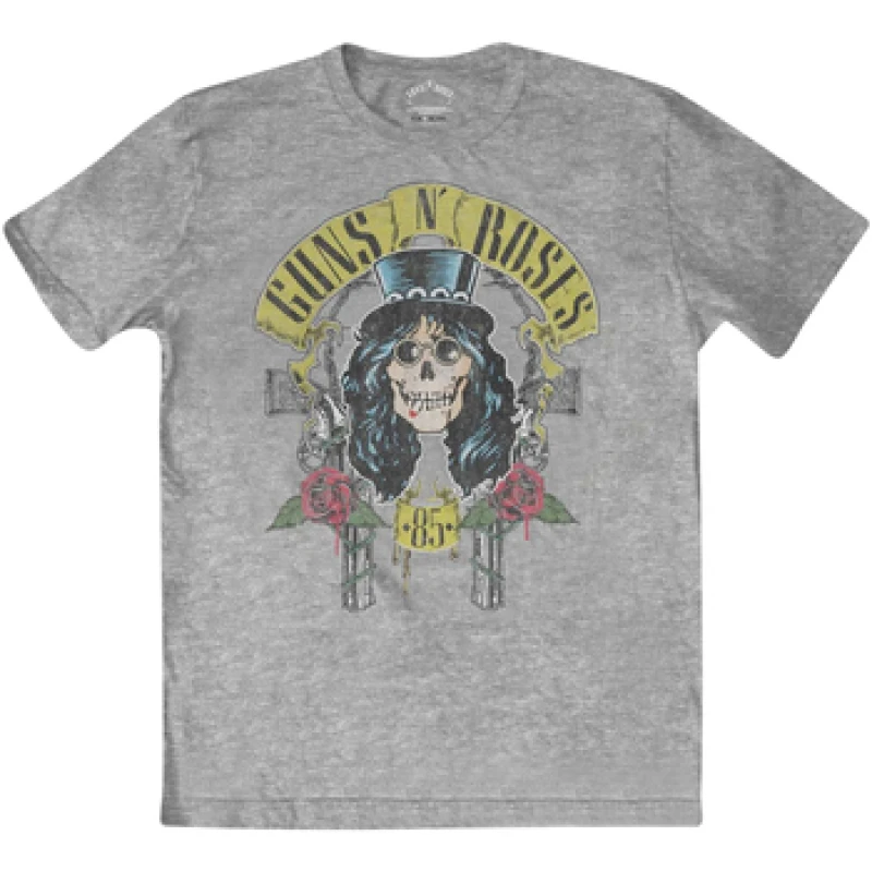 Image of Guns N' Roses Guns N Roses Men Slash '85 T-Shirt in Grey Size: X-Small Grey XS Male 5063238508101