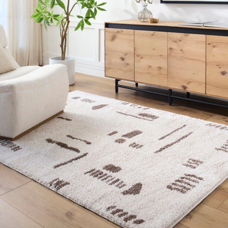 Image of Livabliss Machine Washable Modern Shaggy Dark Brown Soline Area Rug 120 X 170 Cm - Easy Care, Non Shedding, Ideal For Living Room & Bedroom
