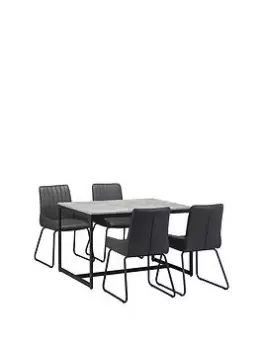 image of Julian Bowen Staten Dining Table With 4 Soho Chairs