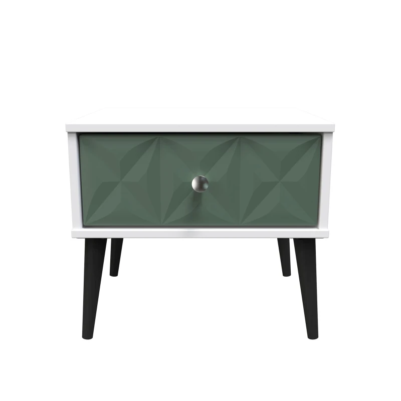 Image of Toledo 1 Drawer Bedside In Labrador Green & White (Ready Assembled)