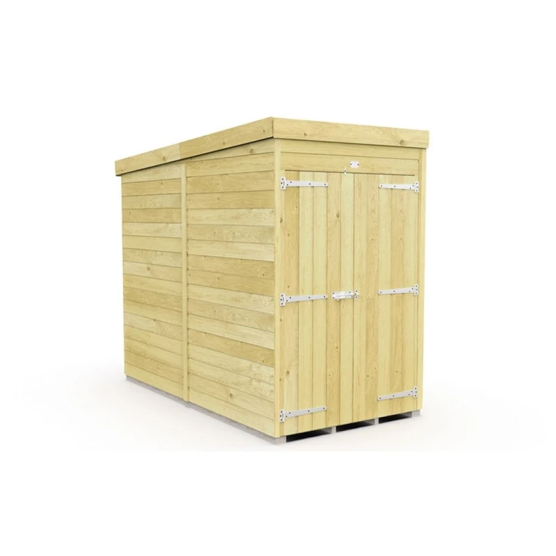 Image of Buttercup Farm 4 x 8 Feet Pent Shed - Double Door W/O Windows - L231 x W127 x H201cm in Brown Brown Unisex