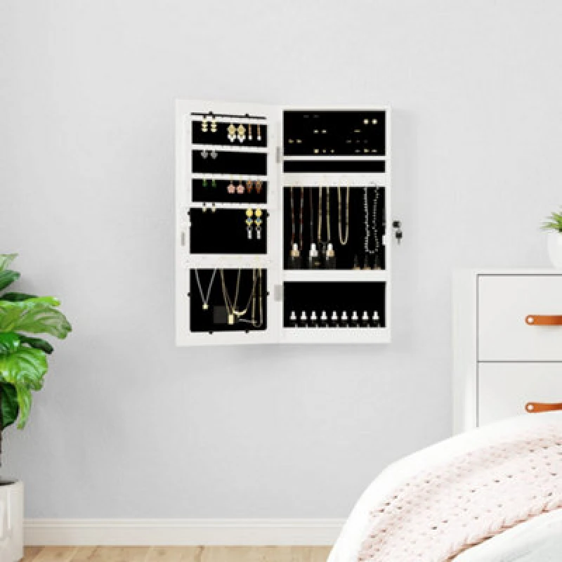 Image of VIDAXL Vidaxl - Mirror Jewellery Cabinet with LED Lights Wall Mounted White 8720845811532