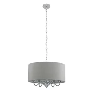 Image of Rocha 5 Way Chrome Chandelier with Grey Shade