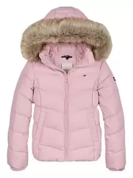 image of Tommy Hilfiger Girls Essential Down Jacket - Pink, Size 10 Years, Women