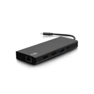 image of C2G USB-C 9-in-1 Dual Display Docking Station with HDMI Ethernet USB 3.5mm Audio and Power Delivery up to 60W - 4K 30Hz (TAA Compliant)