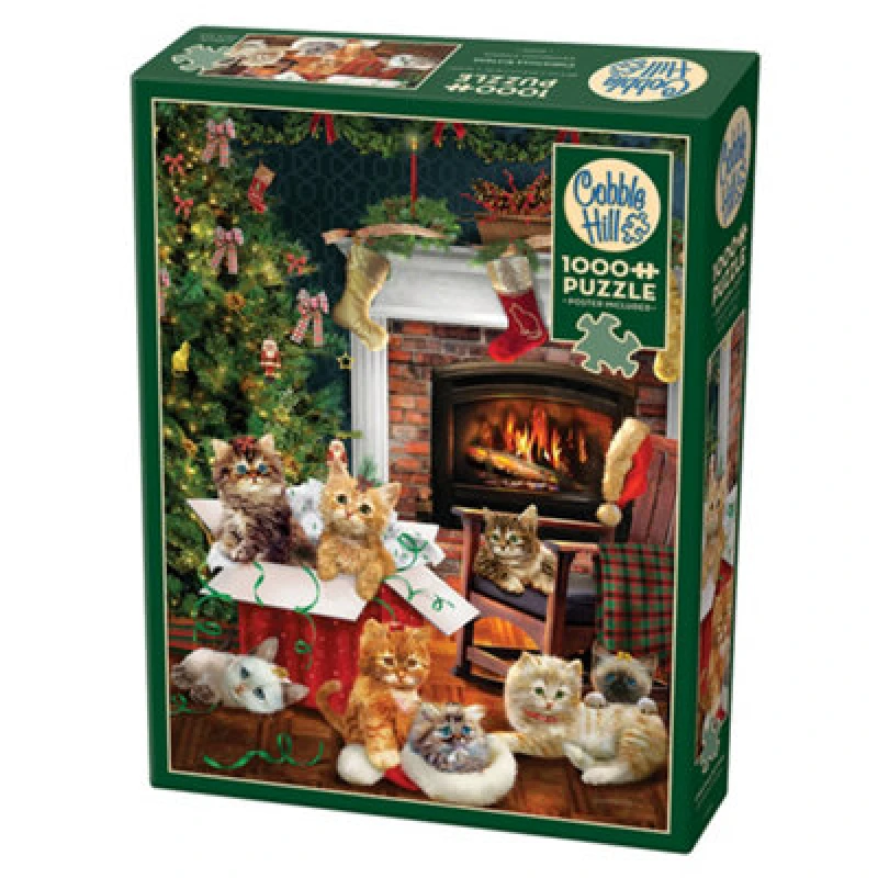 Image of Cheatwell Games Cheatwell Cobble Hill Christmas Kittens 1000 Piece Puzzle