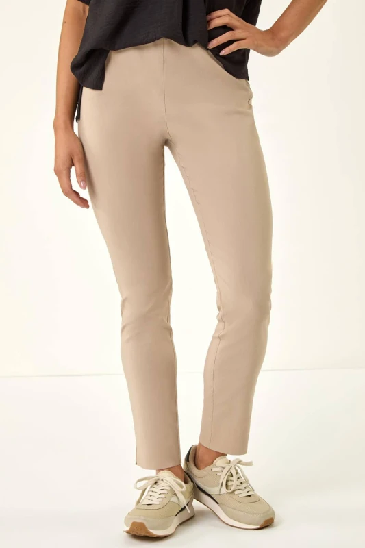 Image of Roman Womens Petite Bengaline Stretch Trouser in Stone Size: 18 Stone Female 18