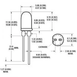 LED wired Yellow Circular 5mm 2.2 mcd 6