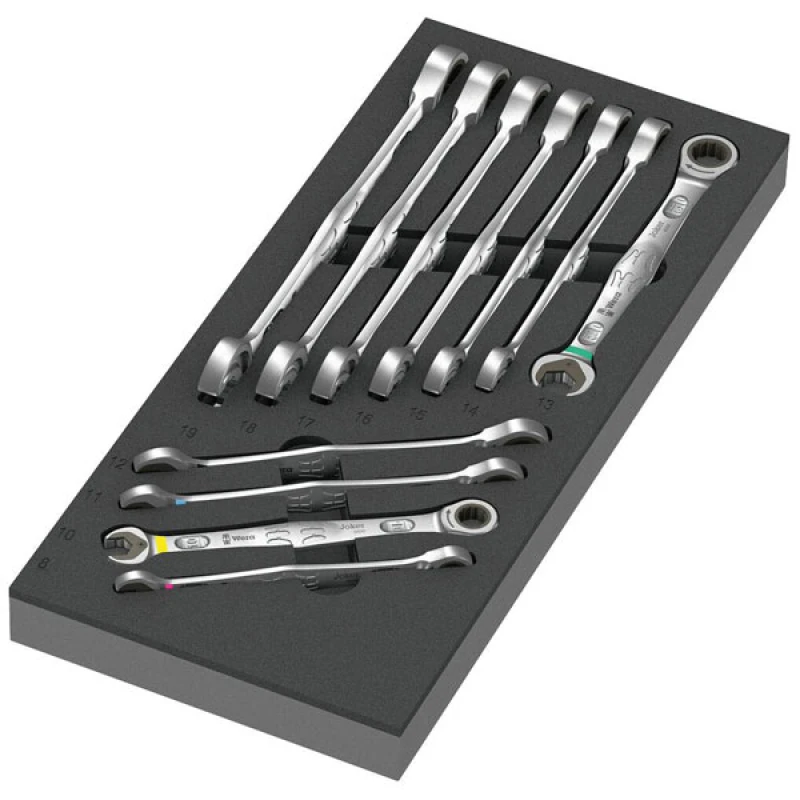 Image of Wera Joker 6000 11 Piece Combination Spanner Set 1 in Foam Insert Tray 5150120001