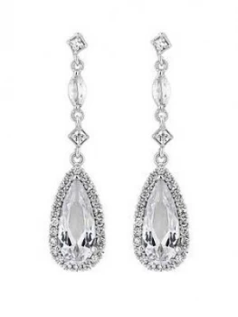 image of Jon Richard Jon Richard Bridal Cubic Zirconia Classic Navette Pear Drop Earrings