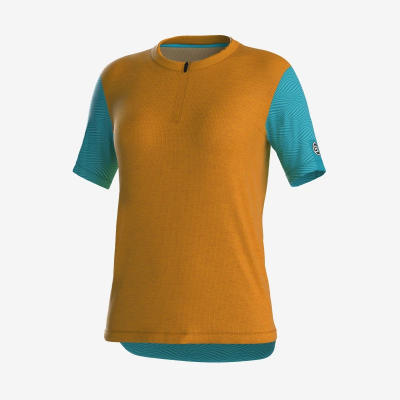 Image of Bicycle Line Womens ZOE Half Zip Short Sleeve Cycling Jersey Mustard female 8 (XS)
