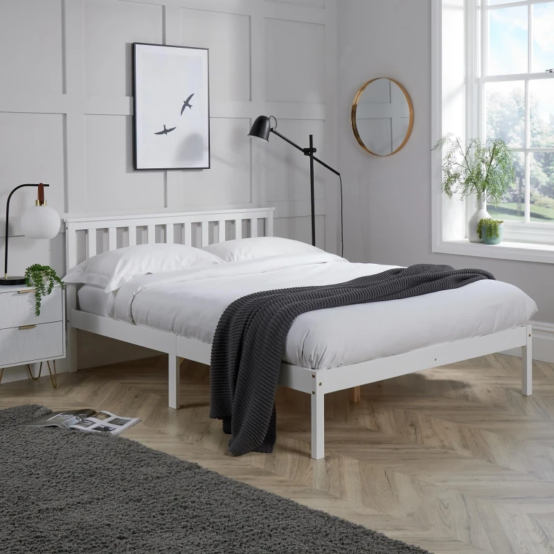 Image of Home Source Florida Low End Solid Wood Bed Frame 3ft Single White