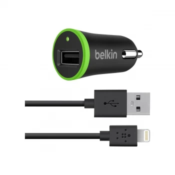 image of Belkin 2.4 A Dual Car Charger with Lightning Cable - Black