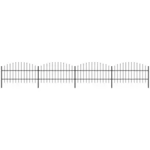 Image of Garden Fence with Spear Top Steel (0.75-1)x6.8 m Black Vidaxl Black