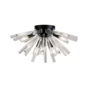 image of Hornby 6 Light E14, Semi Flush Matt Black, Clear Glass