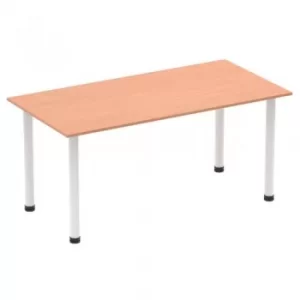 Image of Impulse 1600mm Straight Table Beech Top White Post Leg I003689