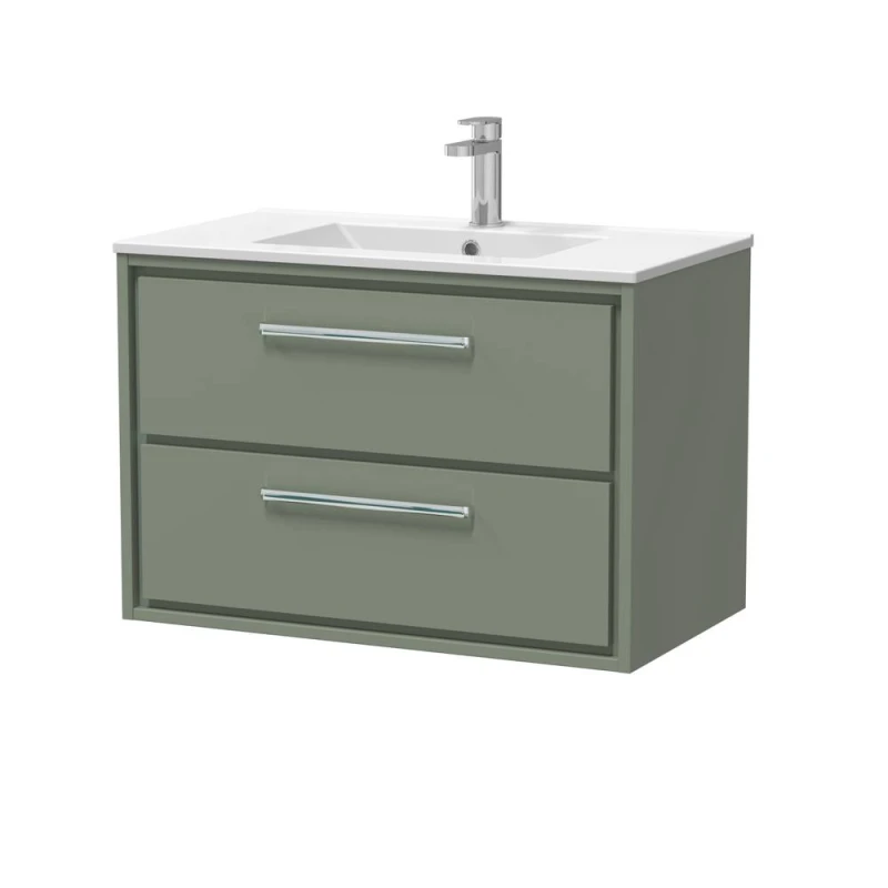 Image of Balterley Bathroom Wall Hung 2 Soft-Close Drawer Vanity Unit, Green, 800mm in Green Green Unisex