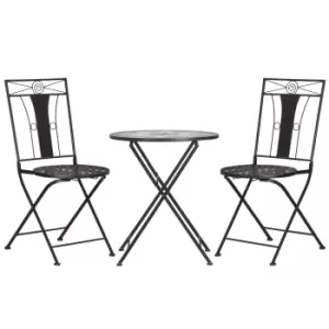 image of Outsunny 3pc Bistro Set w/ Mosaic Table and 2 Armless Chairs and Foldable Design - Coffee Brown