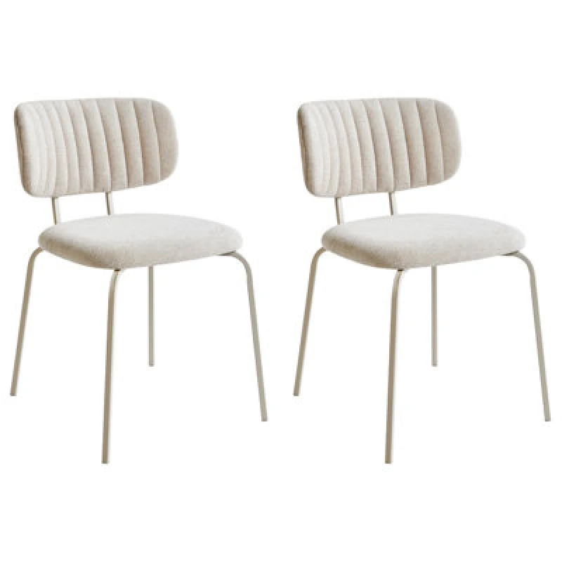Image of Beliani Set Of 2 Dining Chairs Irins Chenille Light Beige