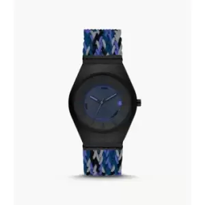 image of Skagen Mens Sams Series Solar-Powered Multicolor #Tide Ocean Material Watch - Black / Blue