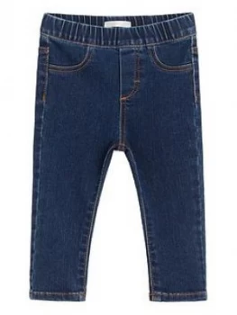 Image of Mango Baby Girls Denim Jegging - Dark Blue, Size 9-12 Months