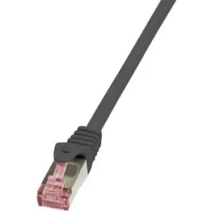 Image of LogiLink CQ2093S RJ45 Network cable, patch cable CAT 6 S/FTP 10.00 m Black Flame-retardant, incl. detent