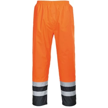 image of Portwest S486ORRL - sz L Hi-Vis Two Tone Traffic Trousers - Orange