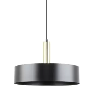 Image of Leo Dome Pendant Ceiling Light, Matt Black, Gold, 1x E27