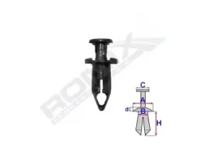 Image of ROMIX Clip C70170 CHEVROLET,CHRYSLER,CADILLAC,CAPTIVA (C100, C140),ORLANDO (J309),MATIZ (M200, M250),SPARK (M300),CRUZE (J300)