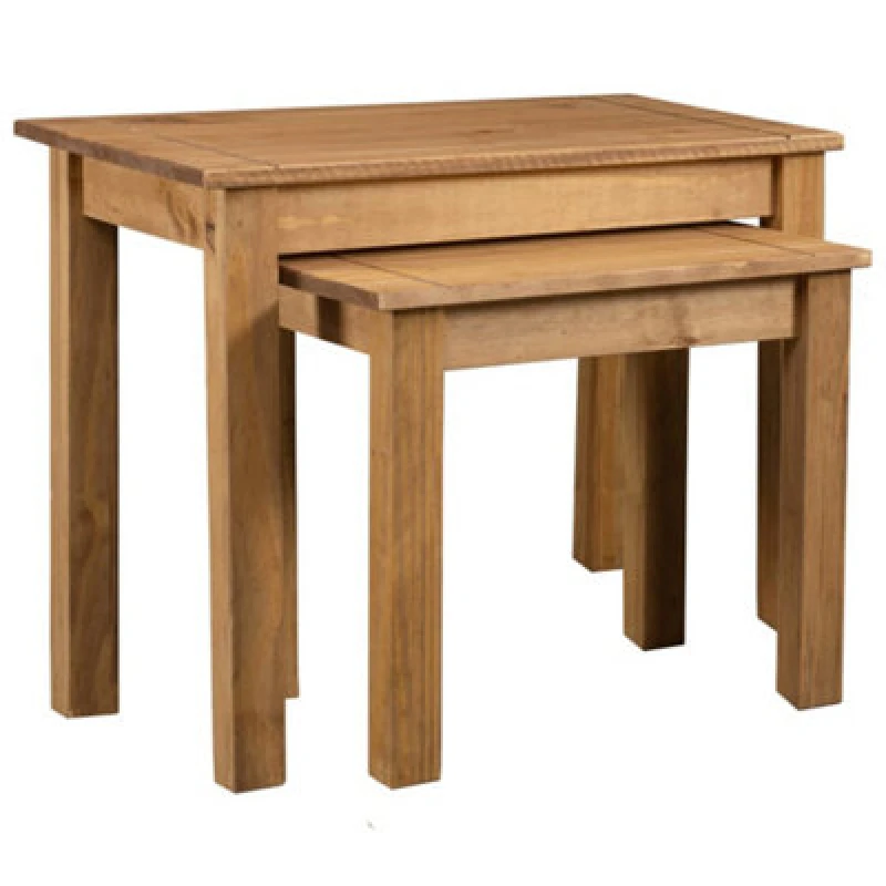 Image of vidaXL 2x Solid Pine Wood Nesting Tables Couch Side End Coffee Table Home