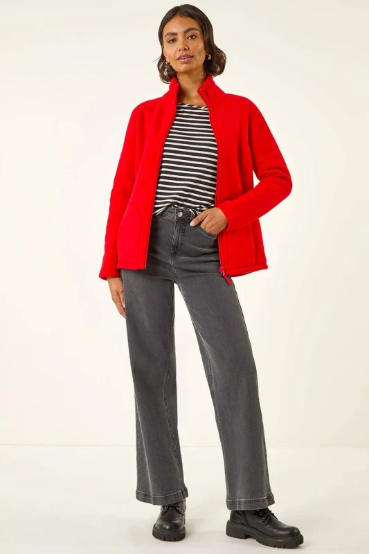 Image of Roman Womens Reversible Fleece Zip Jacket in Red Size: 16 Red Female 16