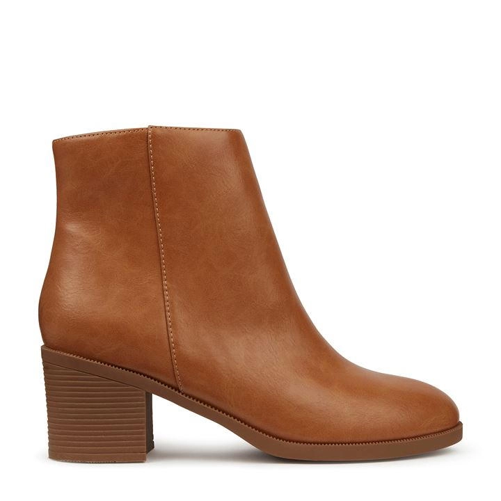 Image of Head Over Heels by Dune Tan 'Oskarr' Mid Block Heel Ankle Boots - 3
