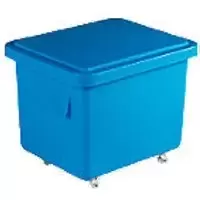 Image of Slingsby mini mobile plastic container with close-fitting lid - 50kg capacity - blue