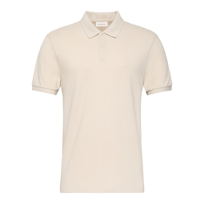 Image of Calvin Klein Jeans Mens CKJ Pique Short-Sleeve Polo Shirt Oatmeal male 2XL