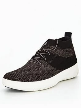 Image of FitFlop Fitflop Uberknit Slip on High Top Sneaker BlackBronze Size 3 Women