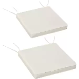 image of Set Of 2 Square Chair Cushions Removable Covers Seat Pads Cream White - Cream White - Outsunny