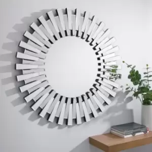 Image of Furniturebox UK - Starburst Medium Silver Round Modern Mirror