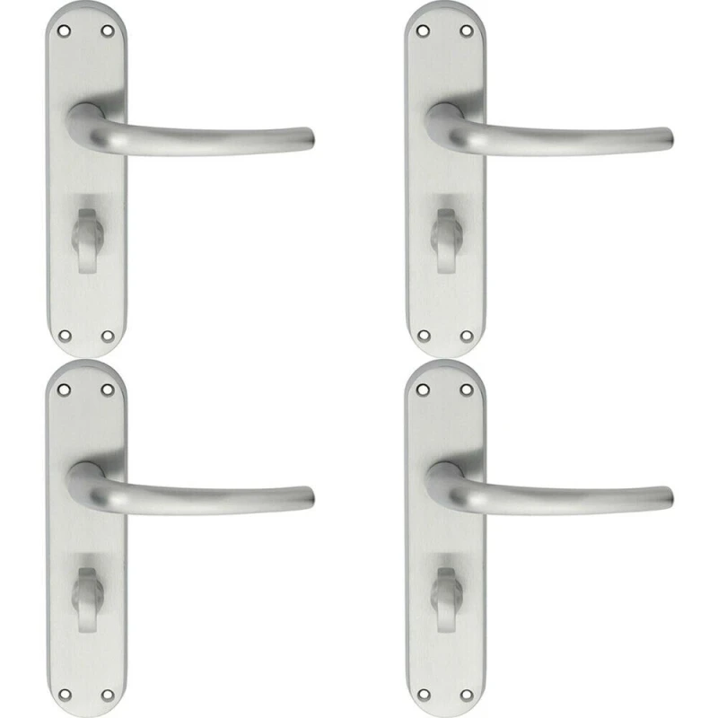 Image of Loops 4x PAIR Slim Round Bar Lever on Shaped Bathroom Backplate 185 x 40mm Chrome Multi