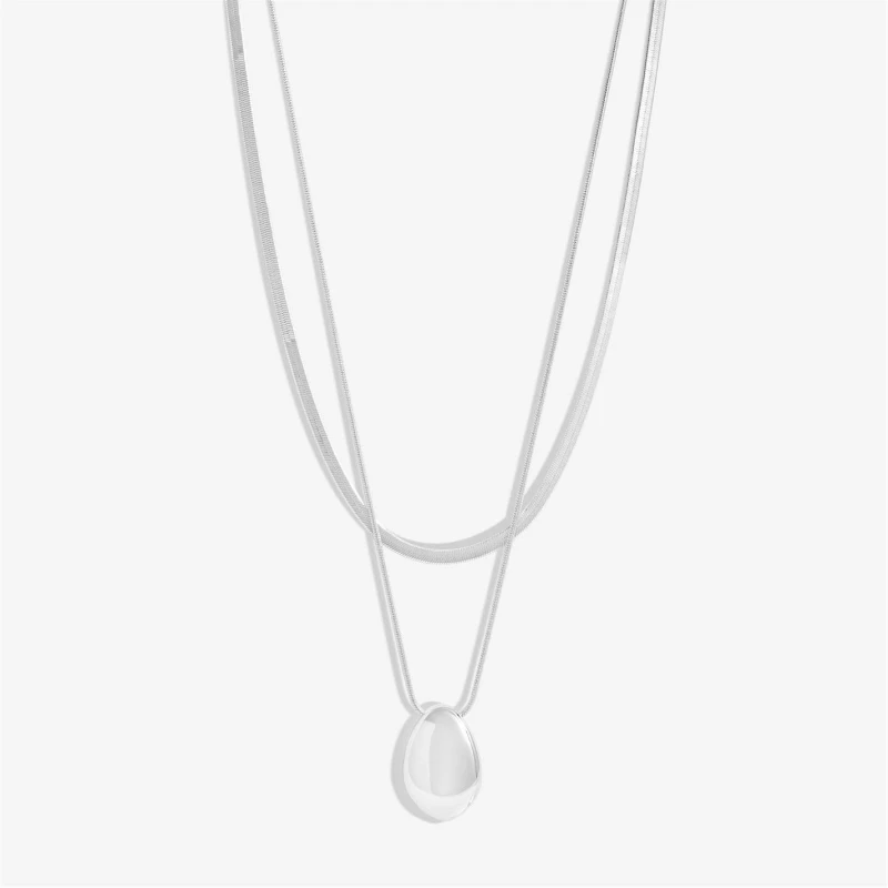 Image of Inicio Silver Plated Molten Double Row Pendant - Gift Pouch Silver