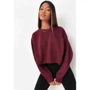 image of Missguided Missguided branded cropped sweatshirt - Red