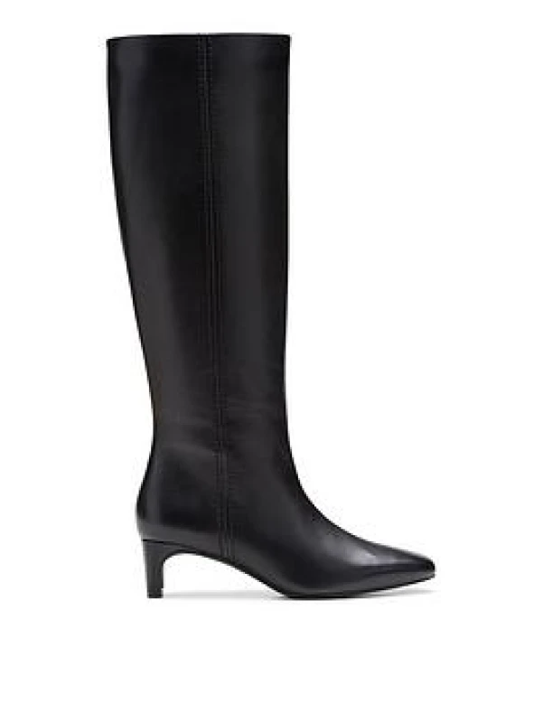Image of Clarks Edina Tall Black Leather Knee High Boots Black