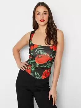 image of Long Tall Sally Poppy Sleeveless Corset Top - Black, Size 10, Women